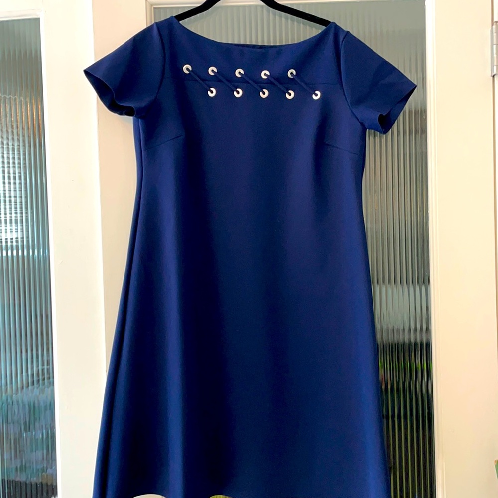 Navy Blue Chiara Boni Dress with Silver Grommets